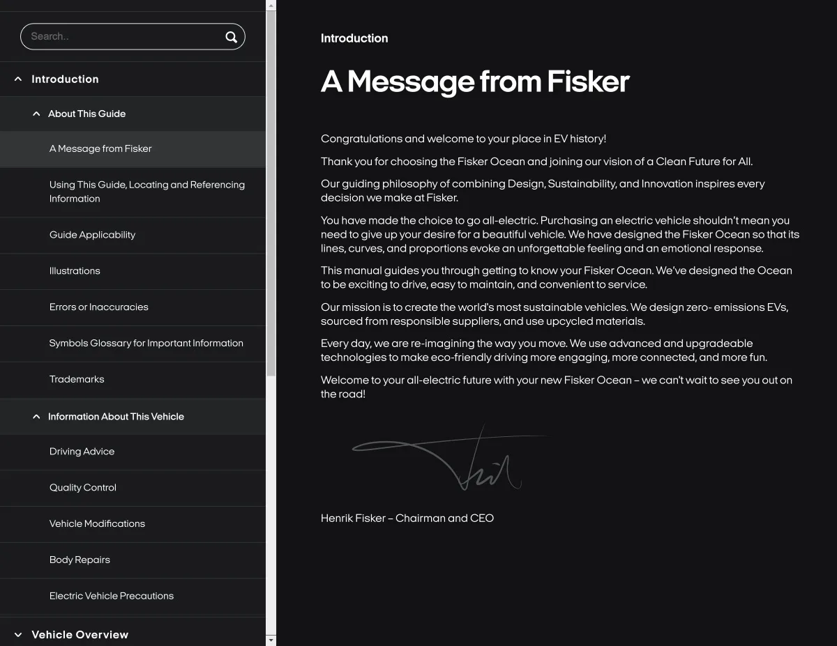Fisker Ocean manual PDF page 2