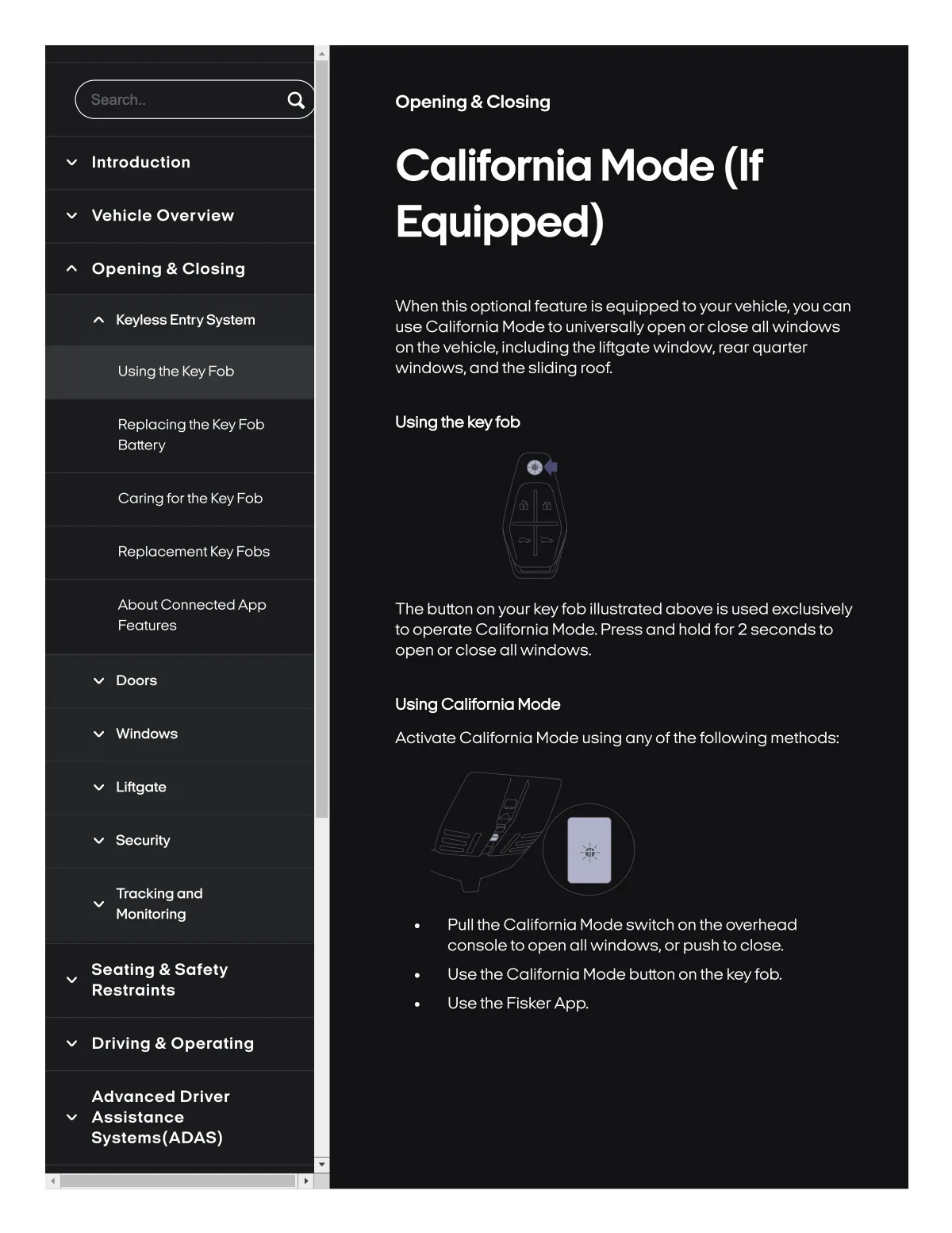 Fisker Ocean manual PDF page 69