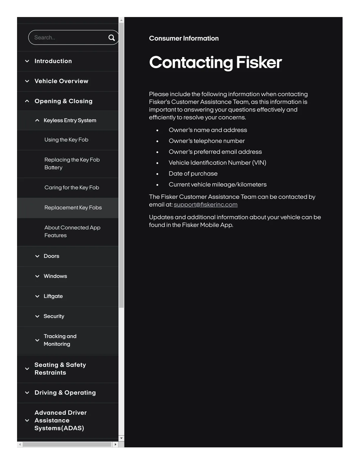 Fisker Ocean manual PDF page 73