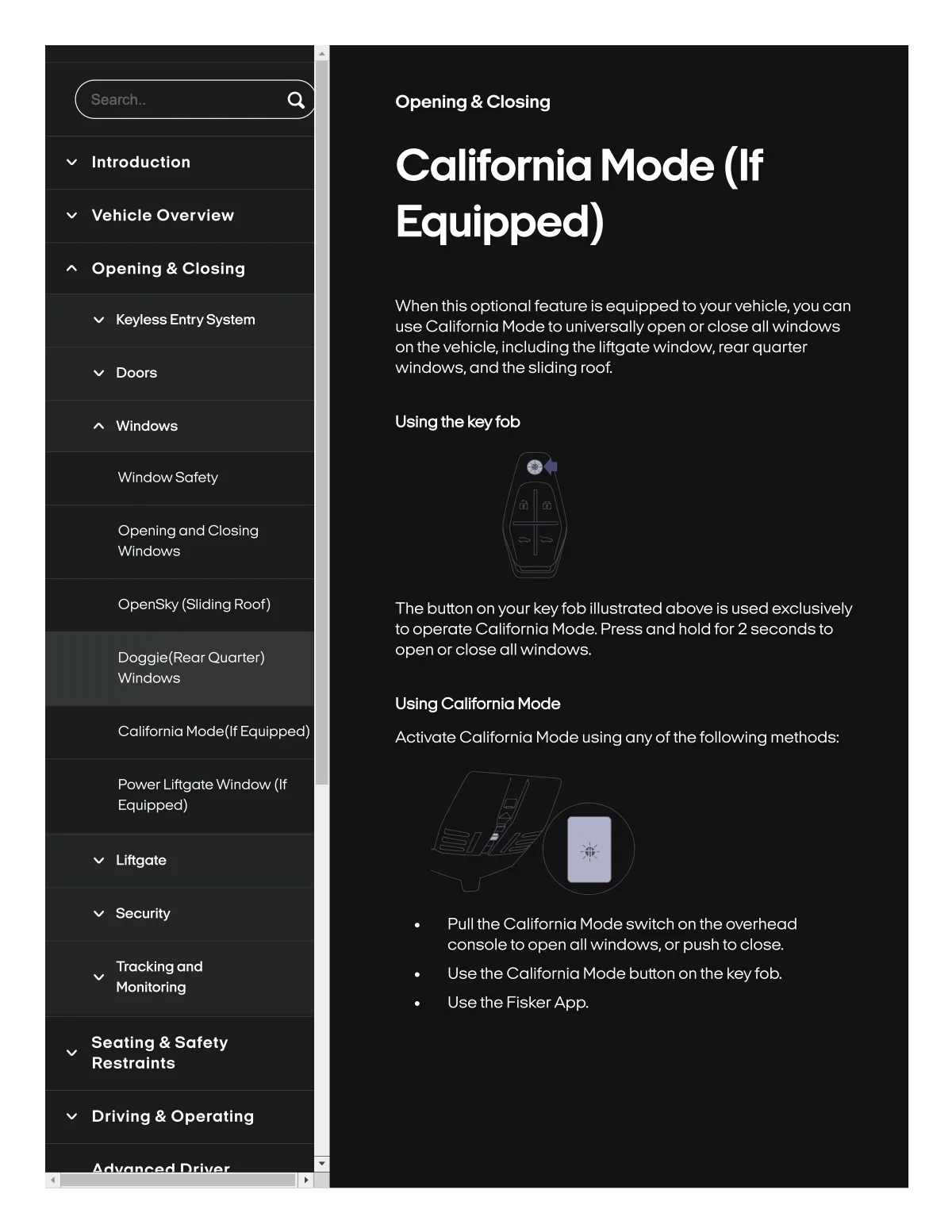 Fisker Ocean manual PDF page 87